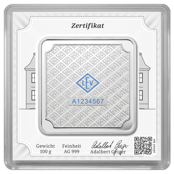 Srebrna poluga u kvadratu 250g